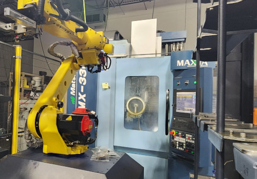 FANUC robot and pallet rack supporting 5-axis CNC machining
